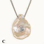 14k Gold Sea Shell Mother of Diamond Necklace