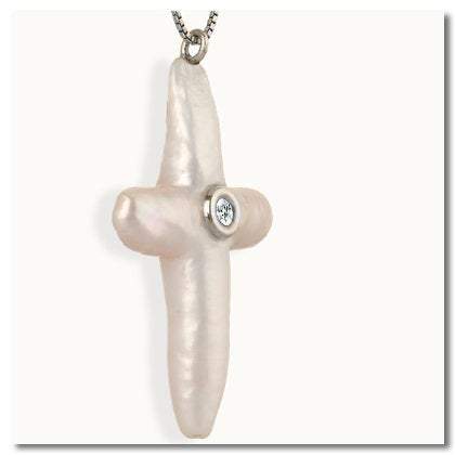 Marine Pearl Mother of Pearl Diamond Necklace