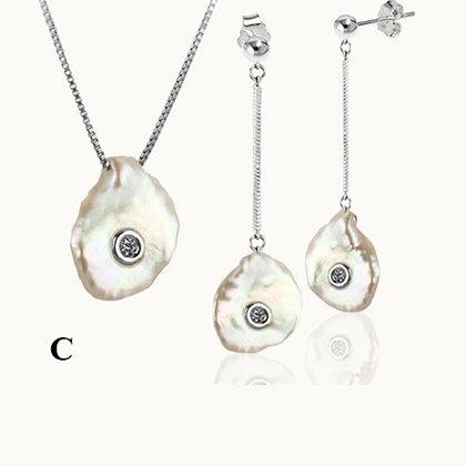 Precious Pearl Sterling Silver Set With Diamonds