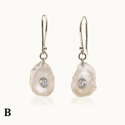Coral Mother of Pearl Diamond Earrings