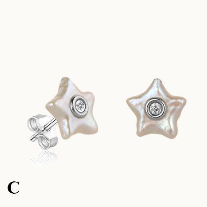 Aqua Star Pearl Stud Earrings