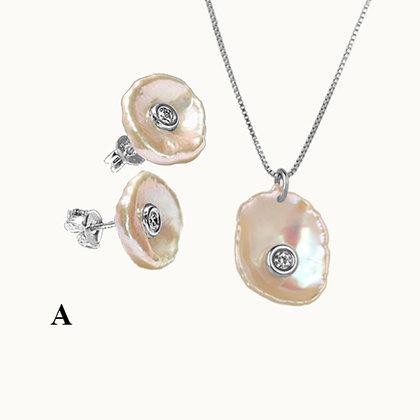 Diamond Pearl Silver Jewelry Set