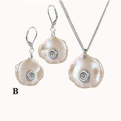 Clams Pearl with Diamond Silver Set