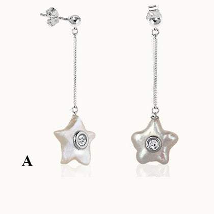 Sea Star Pearls Silver Drop Earrings