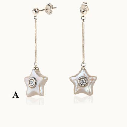 Ocean Pearl with Diamond Star Earrings