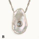 14k Gold Sea Shell Mother of Diamond Necklace