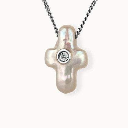 Sea Cross Mother of Pearl Silver Pendant