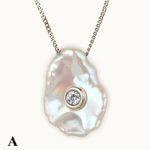 14k Gold Sea Shell Mother of Diamond Necklace