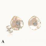 Tanzanite Pearl With Diamond Gold Earrings