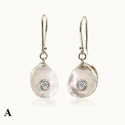 Coral Mother of Pearl Diamond Earrings