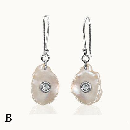 Tanzanite Sterling Silver Pearl With Diamond Hook Earrings