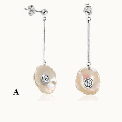 Oceanic Silver Diamond Pearl Drop Earrings