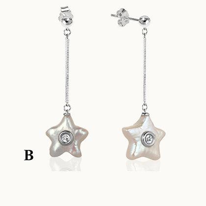 Sea Star Pearls Silver Drop Earrings